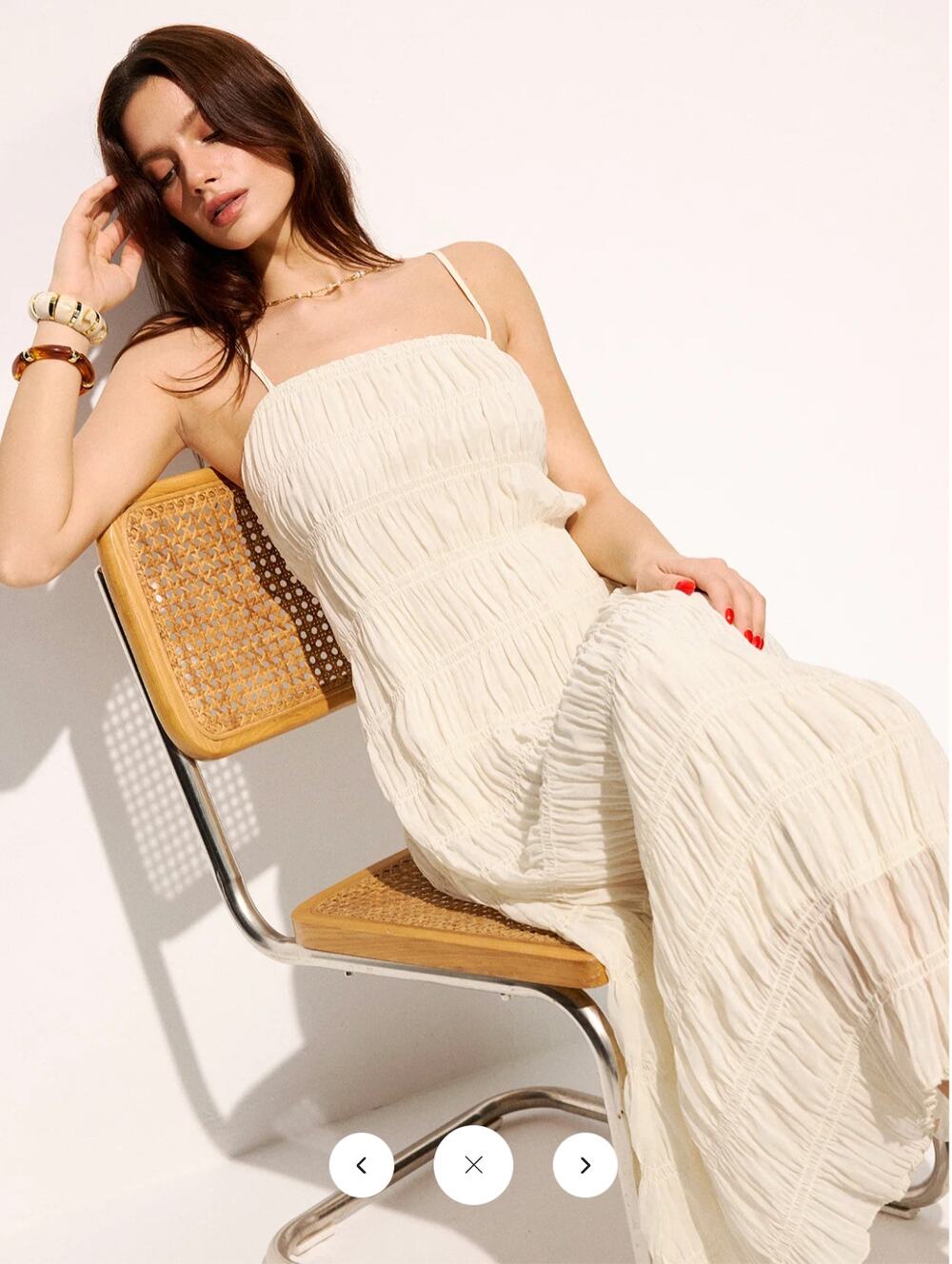 NWT Commense Smocked Tiered Cami Maxi Dress Sz M